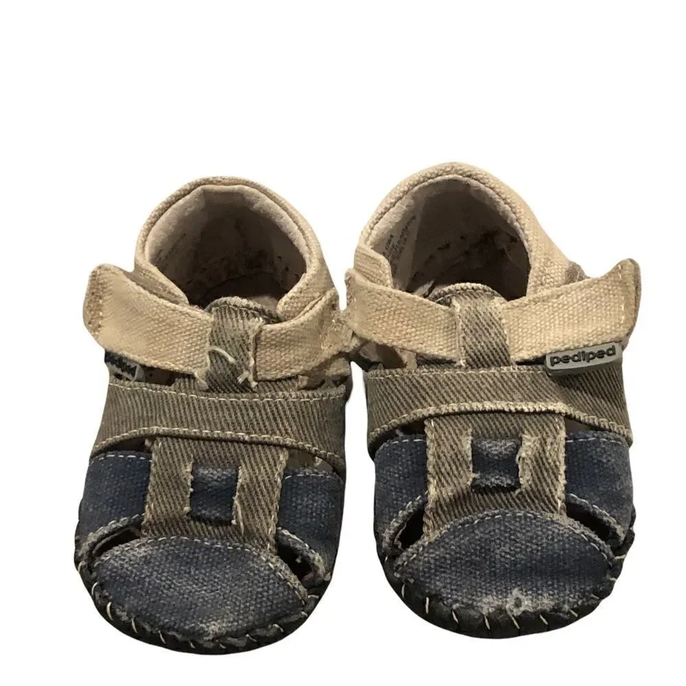 Pediped infant denim and leather shoes‎ size 6-12 months